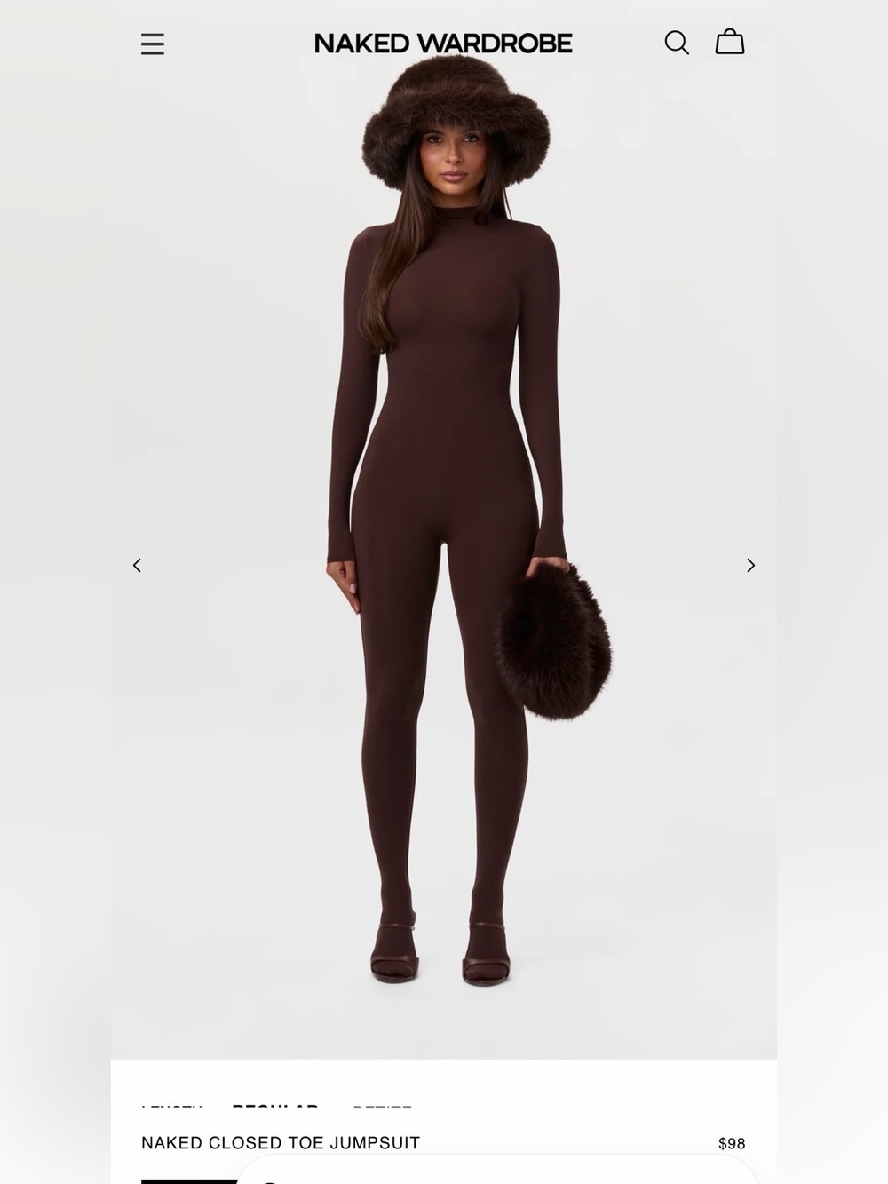 naked wardrobe Dark Brown Long-Sleeve Fitted Jumpsuit